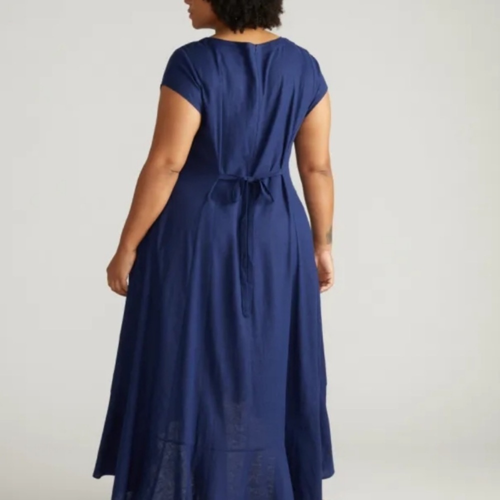 Universal standard sunset linen flounce dress in blue - Picture 2 of 4